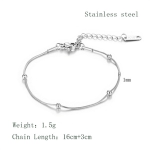 Minimalist 18K Golden Bangle Stainless Steel Ankle Jewelry Beads <b>Bracelet</b> for Women - Product Image 5