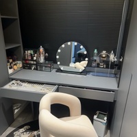 Miroir de maquillage rond avec ampoules LED, commande tactile, intensité réglable, design moderne pour chambre à coucher, dressing, vente en gros