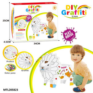 子供インタラクティブ3DグラフィティアセンブリDIY着色絵画段ボールハウスおもちゃ描画おもちゃ - Product Image 2