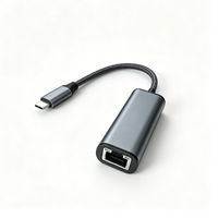 Adaptador Gigabit Ethernet Plug and Play, USB-C a RJ45 1000Mbps, Dongle LAN con Cable Trenzado de Aluminio para MacBook, PC, Windows, MacOS, Linux