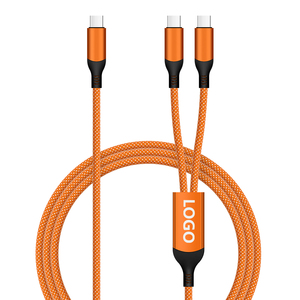 Câble de données USB-C vers double USB-C 2-en-1 avec logo personnalisé, 1,2 m, charge rapide 20 V 5 A 100 W, vitesse de transfert de données 480 Mbit/s pour ordinateur et téléphone - Product Image 1
