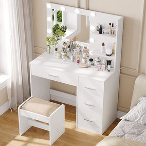 <span class=keywords><strong>Tocador</strong></span> Sencillo con Espejo y Lámpara, Mesa <span class=keywords><strong>de</strong></span> Estudio, Dormitorio, Moderno, Minimalista, <span class=keywords><strong>Pequeño</strong></span> - Product Image 5