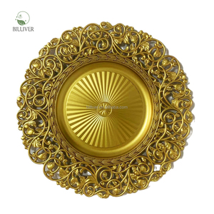 Round Wholesale Clear Glass Acrílico Gold Beaded Charger <span class=keywords><strong>Plates</strong></span> Decoração de casamento para festa Dinner placa do carregador de borda de ouro - Product Image 4