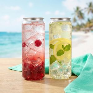Impression de logo personnalisé sur des canettes en PET transparentes pour boissons froides, café, soda, avec couvercles faciles à ouvrir, canettes en PET avec anneau d'ouverture - Product Image 2