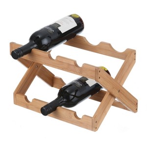 High Quality Bottle Holder Bamboo 6 Bottle Foldable <b>Wine</b> <b>Rack</b> Wood - Product Image 1