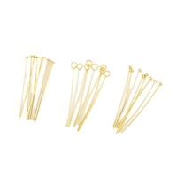 Épingles à tête ronde plaquées or massif 18 carats, protectrices de couleur, pour la fabrication de bijoux, matériaux de perlage, composants de bijoux, aiguilles