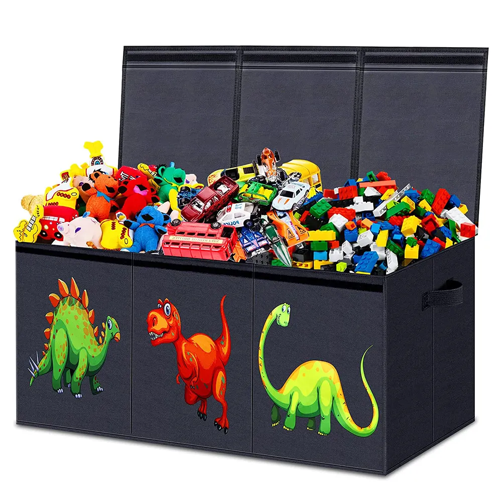 Custom Exquisite Cheap Foldable Mobile Kids Toy Storage Box Colapsable Large Capacity Cartoon Children Toy Storage Basket