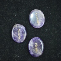 Pierre de poche en améthyste personnalisée 30-45 mm - Logo/texte gravé, ovale et ronde, cristal de guérison