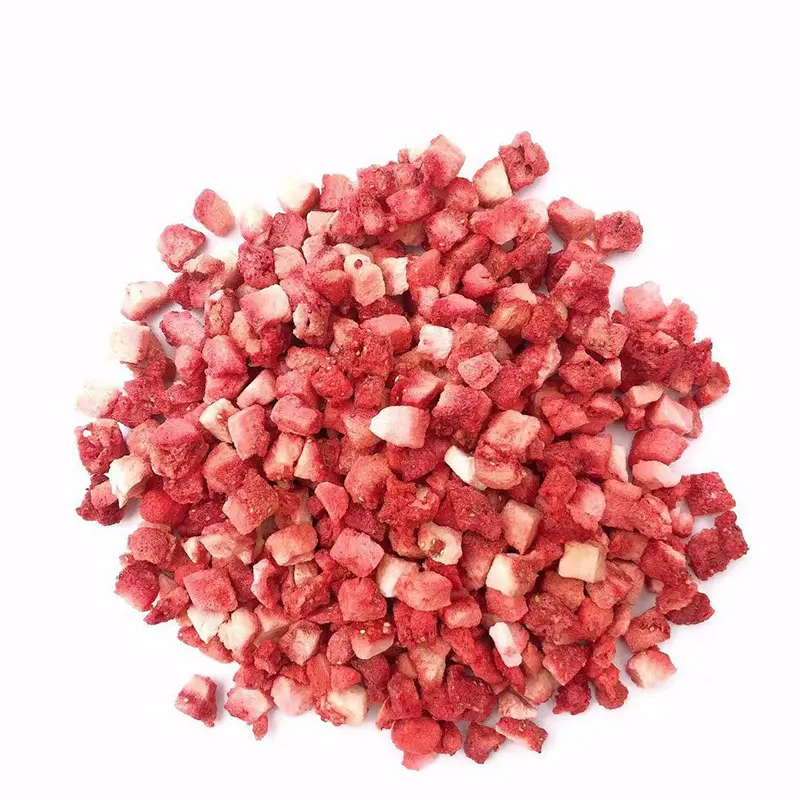 Wholesale Delicious Freeze Dried Fruits Original Flavor Freeze dried strawberry granules FD strawberry cube