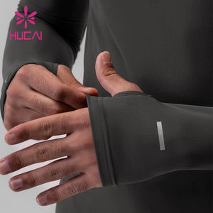 Hcuai เสื้อออกกำลังกายแขนยาวมีซิปสำหรับผู้ชายเสื้อออกกำลังกายกล้ามเนื้อเข้ารูปแบบแห้งน้ำหนักเบาแบบตามสั่งเสื้อยืดออกกำลังกายแขนยาว1/4ส่วน - Product Image 4