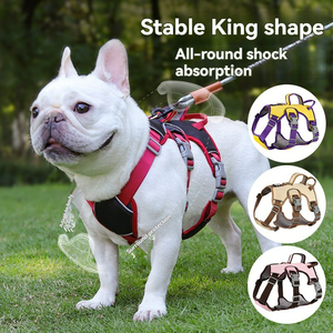 Arnés para perros sin correa, chaleco ajustable transpirable suave, patrón sólido reflectante para entrenamiento, etiqueta de identificación, comodidad pequeña, mediana y grande - Product Image 3