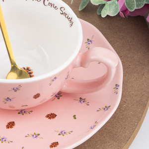 Taza de café de cerámica floral pequeña, esmalte de sublimación impreso con logotipo personalizado para tazas para obsequios promocionales con paquete personalizado - Product Image 3
