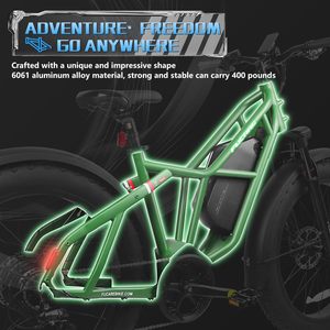 โครงจักรยานไฟฟ้าอลูมิเนียมอัลลอยสีเทาเขียวคุณภาพสูงสำหรับขายส่ง จักรยานเสือภูเขา/จักรยานเมือง สำหรับผู้หญิงและผู้ชาย - Product Image 5