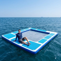 Nouvelle conception de piscine flottante gonflable portable pour la mer avec filet / Plateforme de quai gonflable pour yacht avec toboggan