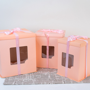 Emballage Unique fantaisie Logo en carton en vrac 10X10X5 pouces boîte à gâteau de mariage de luxe avec fenêtre à vendre - Product Image 6