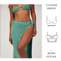 Ensemble de maillot de bain trois pièces haut de gamme pour femme, style plage, dos nu, col en V, avec cache-maillot assorti