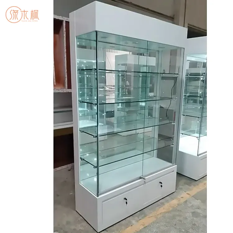Customized Aluminum Frame Jewelry Showcases Glass Display Case With LED Light For Retail Stores And Smoke Shop