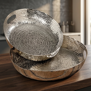 Deco Style Inc Aluminium Hammered Decorative Tray & <b>Serving</b> <b>Platter</b>-Silver Finish Custom Size Available - Product Image 2