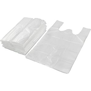Sacs en plastique pour T-shirts, 400 unités, réutilisables, avec poignées, pour courses, en PE - Product Image 1