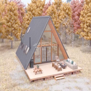 Cabane en bois triangulaire préfabriquée portable, <span class=keywords><strong>chalet</strong></span> <span class=keywords><strong>moderne</strong></span> pour le camping et l'hôtellerie - Product Image 4