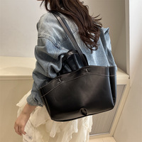 Sac fourre-tout en PU haut de gamme grande capacité pour femme, nouveau sac à bandoulière uni polyvalent, sac à main texturé et tendance