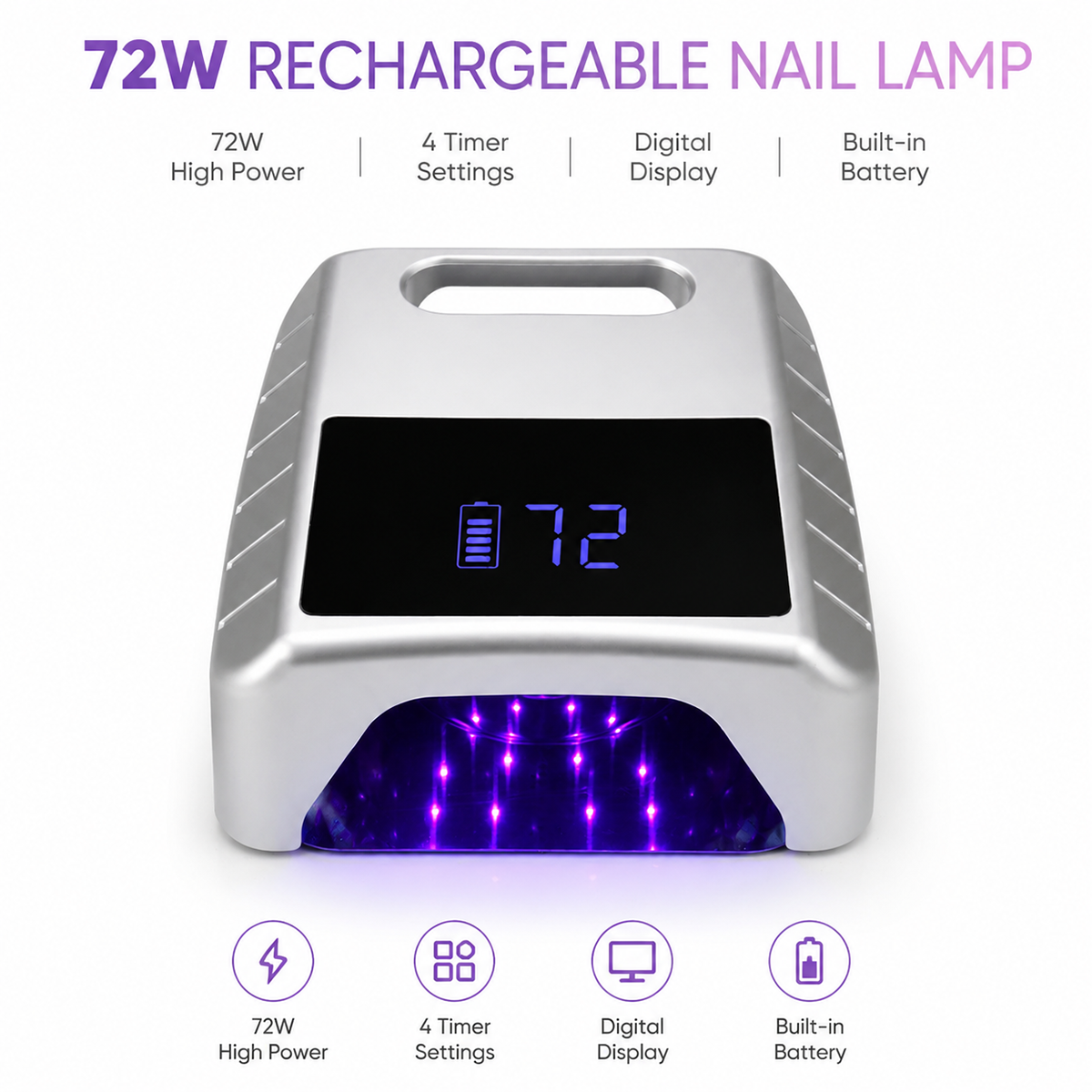 72W Rechargeable Cordless Drying Lamps Led Uv Nail Lamp Uv Led Lamp for Nails Art