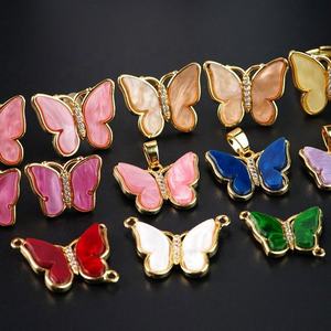 Parures de bijoux de luxe pour femmes, multi-styles, avec breloques papillon, colliers, boucles d'oreilles, bracelets et bagues en verre et coquillages - Product Image 1