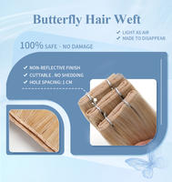 Extensions de cheveux naturels Lanxun Butterfly Weft couleur claire avec trame double et trame Genius Hole pour salon
