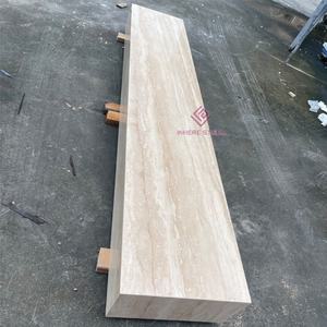 خزانة تلفزيون من الحجر الطبيعي البيج من الترافرتين مع أدراج بتصميم كريم فرنسي لغرفة المعيشة الفاخرة - Product Image 2