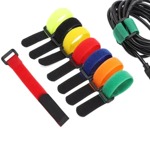 OEM ODM Multicolor Multi Size More Funtion Cable Ties Hook And Loop Fastener Tape Elastic Strap