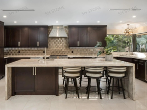 Sh stone taj mahal קוורציט משטח לוח מודרני עיצוב מודרני מודרני מלוטש עץ שיש מטבח מלוטש - Product Image 3