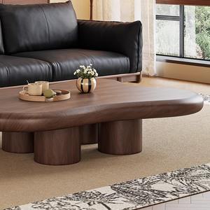 Tavolino da Caffè di Fornitura Industriale per Soggiorno, Tavolino Moderno in Legno Impiallacciato Noce dal Design Italiano Minimalista per Hotel - Product Image 5