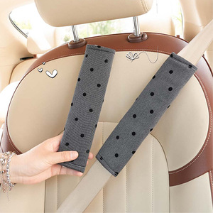 Protectores de hombro para cinturón de seguridad de coche, cubierta de tela gris con lunares para mayor seguridad y comodidad, decoración de verano - Product Image 1