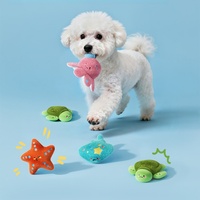 Jouets en peluche avec des motifs d'animaux marins qui émettent des sons, adaptés aux animaux de compagnie de toutes tailles