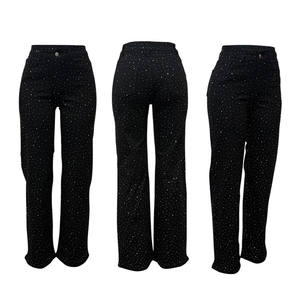 Jeans Dritti da <span class=keywords><strong>Donna</strong></span> <span class=keywords><strong>con</strong></span> Diamanti <span class=keywords><strong>Pantaloni</strong></span> Elasticizzati a Vita Alta Lavaggio Usurato <span class=keywords><strong>con</strong></span> <span class=keywords><strong>Tasche</strong></span> Denim Vintage Streetwear <span class=keywords><strong>Pantaloni</strong></span> Femminili - Product Image 6