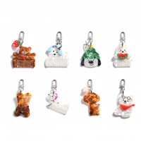 Pendentif en acétate motif animal de dessin animé mignon, peigne à cheveux, porte-clés chiot, accessoires décoratifs exquis, compacts et portables