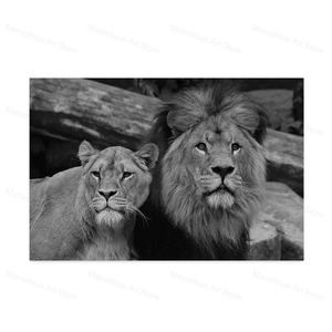 Images d'art mural d'<span class=keywords><strong>animaux</strong></span> modernes affiches de lion <span class=keywords><strong>noir</strong></span> <span class=keywords><strong>et</strong></span> <span class=keywords><strong>blanc</strong></span> imprimées sur toile pour la décoration de la maison du salon - Product Image 3
