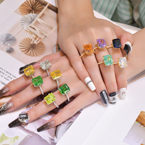 SPJ heißesten 8*10 Ice Out Cut Sweet Candy Farbe 8A Zirkonia Sterling Silber Versprechen Ring Frauen Hochzeit Verlobung Jubiläum - Product Image 1