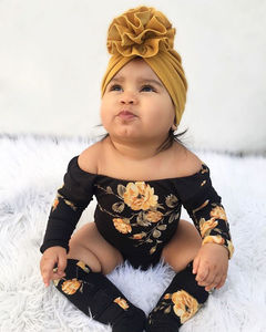 Bebé recién nacido chica hombro flor mameluco + calentadores de la pierna trajes <span class=keywords><strong>ropa</strong></span> - Product Image 2