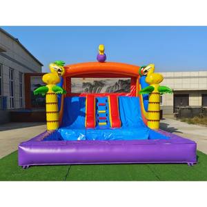 Château gonflable aquatique Flamingo avec deux toboggans et piscine à eau scellée - Product Image 2