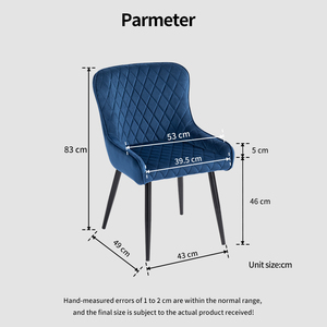 Luxe Blauwe Fluwelen Gestoffeerde Accentstoel Eetkamerstoel Voor Restaurant Keukenmeubilair Binnenshuis Koffieshop Vrijetijdsstoel - Product Image 6