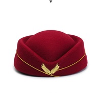 Boina de fieltro marrón de alta calidad para azafatas de aerolínea, gorra francesa blanca para mujer, ideal para exteriores.