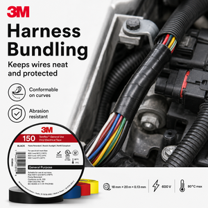 Cinta Aislante Eléctrica de Vinilo Original <span class=keywords><strong>3M</strong></span> <span class=keywords><strong>Temflex</strong></span> 150 de 18 mm x 10 m x 0,13 mm para Aislamiento de 600 V - Product Image 2