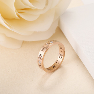 Anillo de titanio y acero con diamantes al por mayor de fábrica, anillo romano digital, anillo de pareja, adorno, regalos para niñas de oro rosa de 18 quilates - Product Image 5