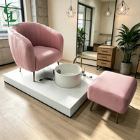 Jincheng Mobilier de salon de manucure sans tuyau Massage relaxant rose de luxe Spa des pieds Chaise de thérapie des pieds sans bol