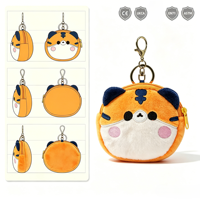 Dompet Koin Gantungan Kunci Boneka Harimau Lucu, Dompet Kecil Boneka Custom, Kantong Kunci Plush Lembut untuk Hadiah Promosi & Liburan