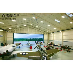 Hangar için Modern özelleştirilmiş prefabrik hafif çelik yapı uçak hangarı Metal çerçeve