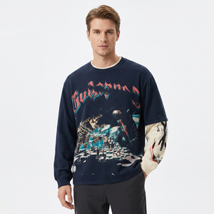 เสื้อยืดแขนยาวพิมพ์ลายสำหรับผู้ชาย คอกลม สไตล์สตรีท ทรงปกติ ผ้าฝ้ายเจอร์ซีย์ - Product Image 2