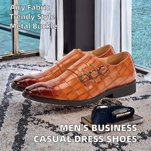 รองเท้าลำลองผู้ชายแบบธุรกิจ สไตล์ลำลองสำหรับใส่ทำงาน ระบายอากาศได้ดี หนัง PU หัวเข็มขัดโลหะ ทรงเหลี่ยม ไซส์ 48 สีดำ สีขาว รองเท้าแบบสวม ใส่ได้ในฤดูร้อน - Product Image 3