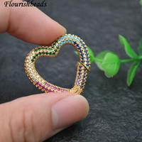 Résultats de bijoux populaires Anti-décoloration Zircon arc-en-ciel CZ strass étoile cœur forme ovale collier pendentif fermoirs de printemps
